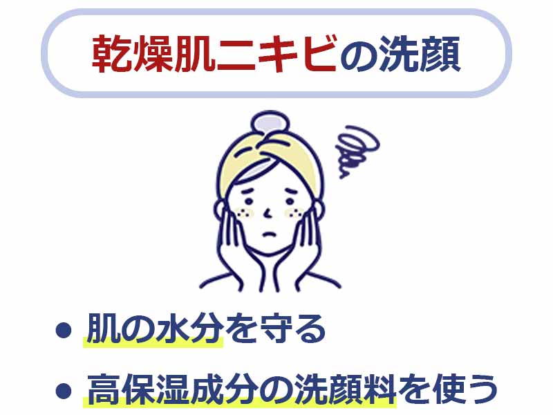 乾燥肌ニキビの洗顔,肌の水分を守る,高保湿成分の洗顔料を使う